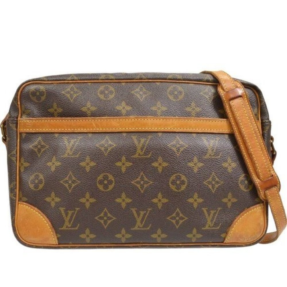 Authentic Louis Vuitton Crossbody Bag Trocadero 30 Monogram Used LV Handbag Vint